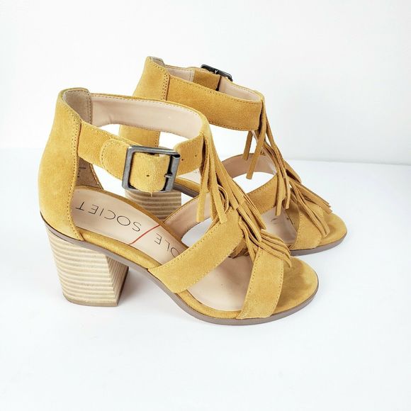 Sole Society DELILAH Suede Fringe Heels Sz 5 EUC - Picture 5 of 10